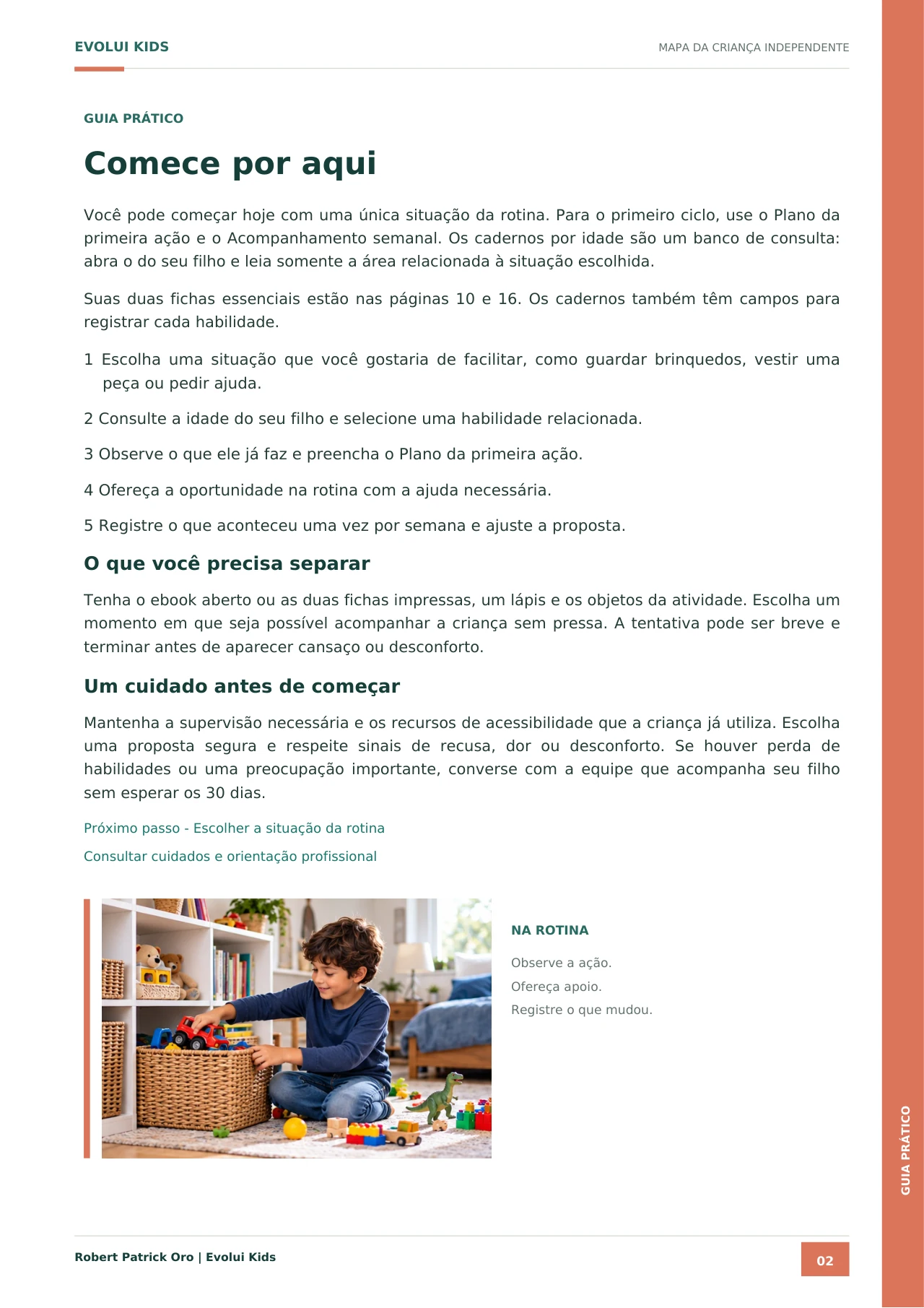 Página real de orientações para começar